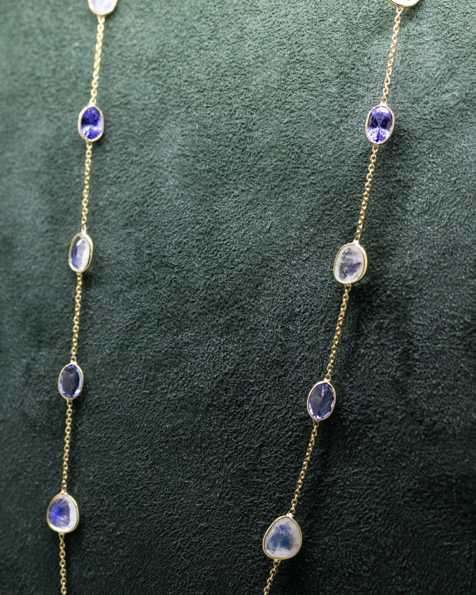 18ct Yellow Gold Tanzanite & Moonstone Necklace