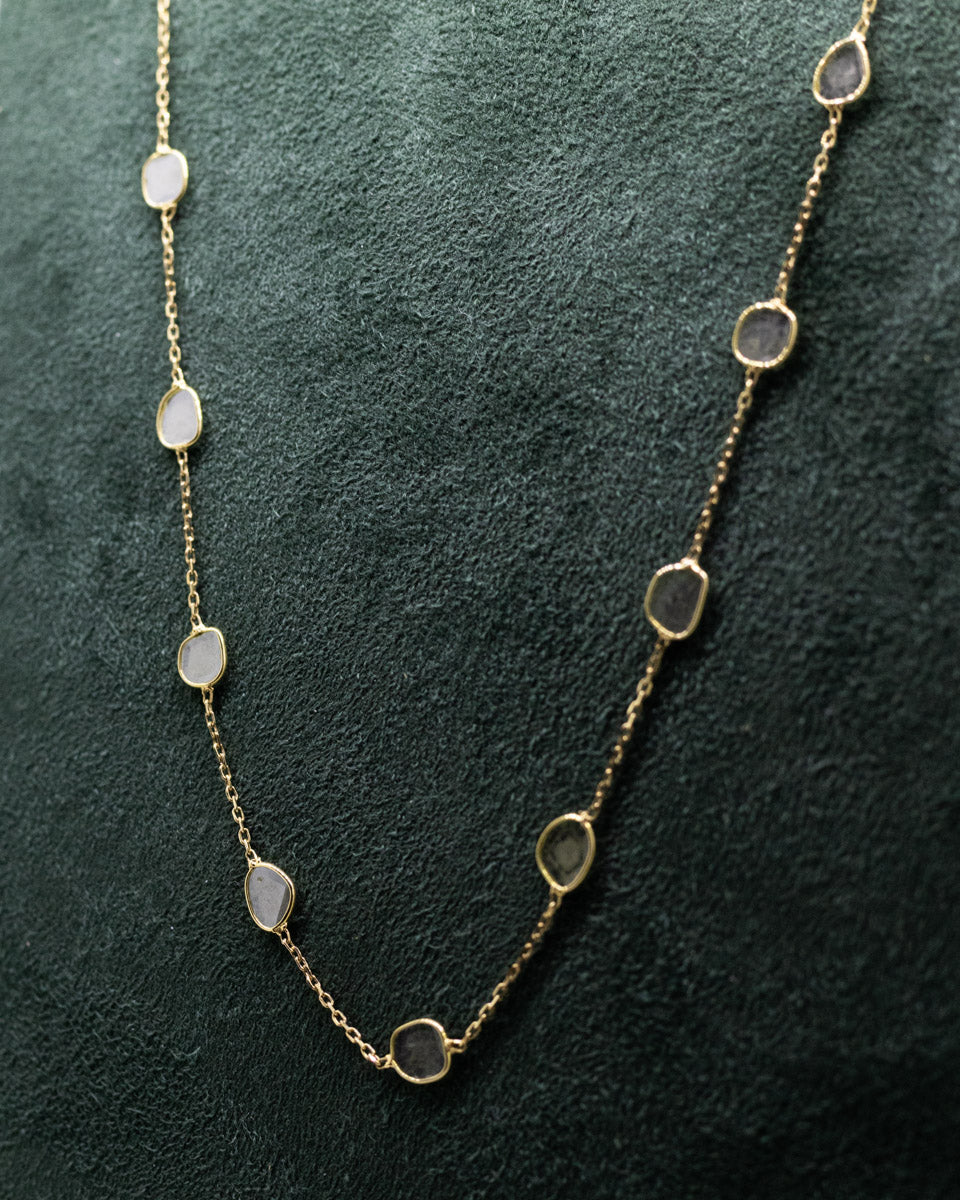 18ct Gold Sliced Diamond Necklace (16 inch)