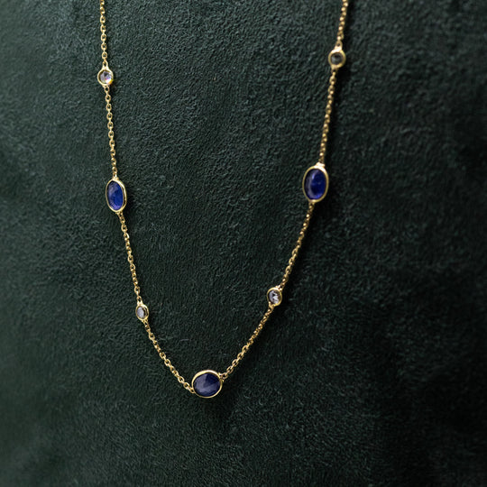 18ct Gold Sapphire & Diamond Necklace