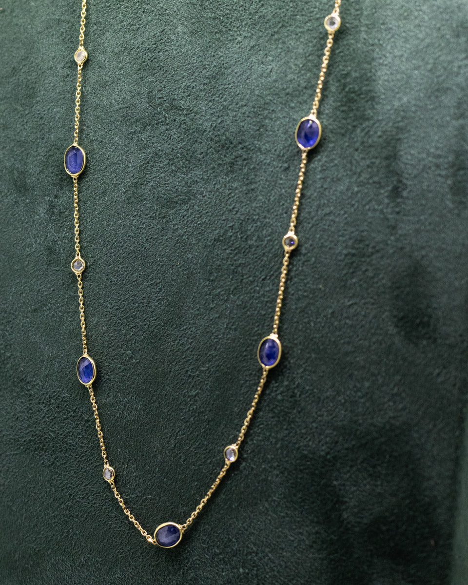 18ct Gold Sapphire & Diamond Necklace