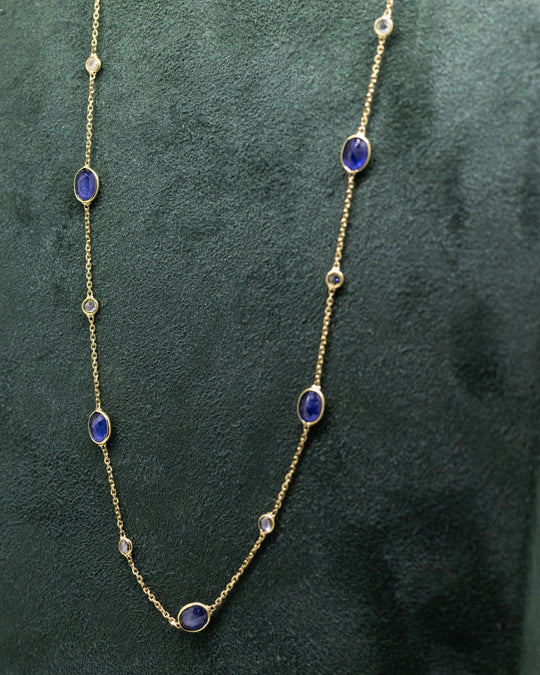 18ct Gold Sapphire & Diamond Necklace