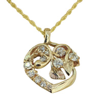 9ct Yellow Gold Organic Diamond Heart Pendant with Chain