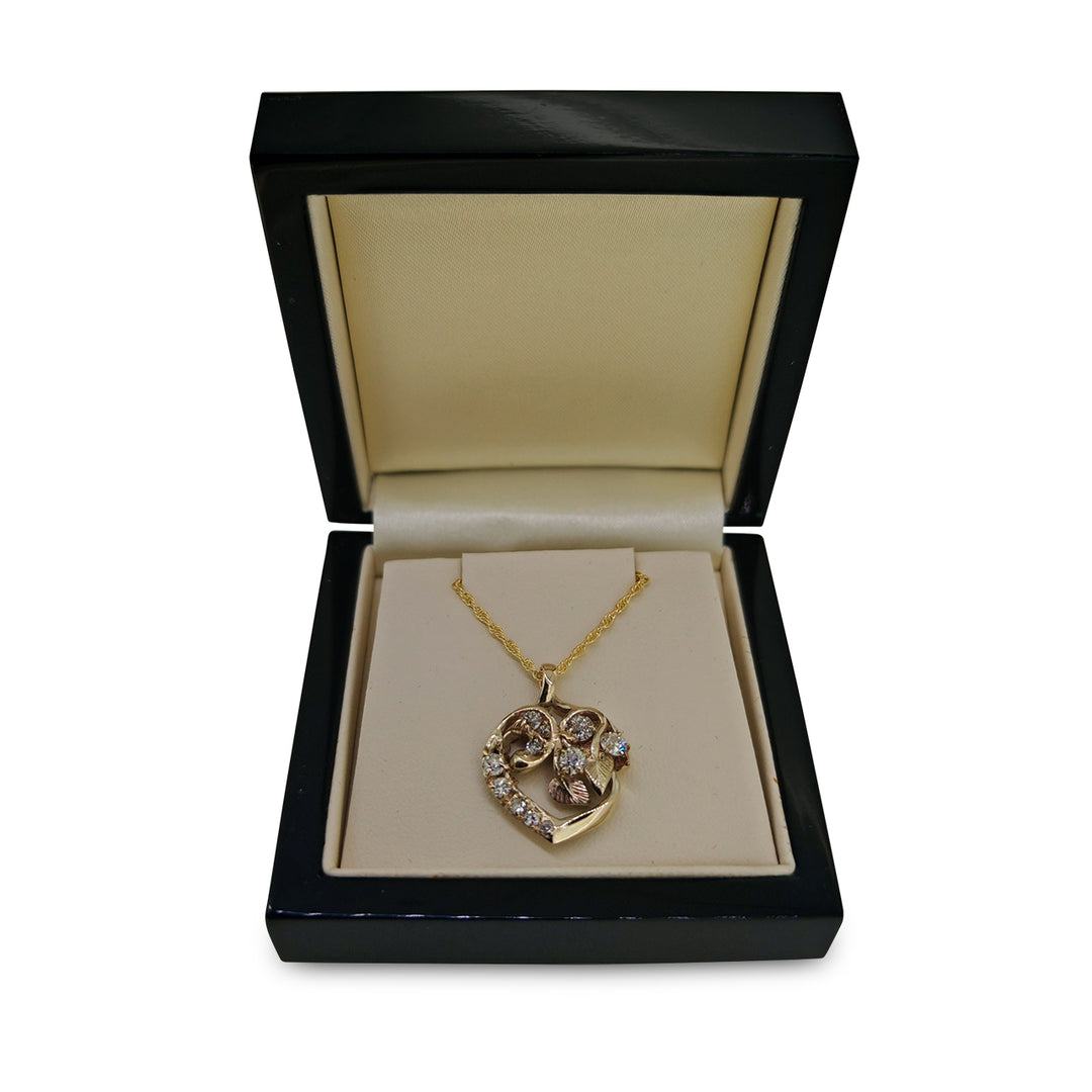 9ct Yellow Gold Organic Diamond Heart Pendant with Chain