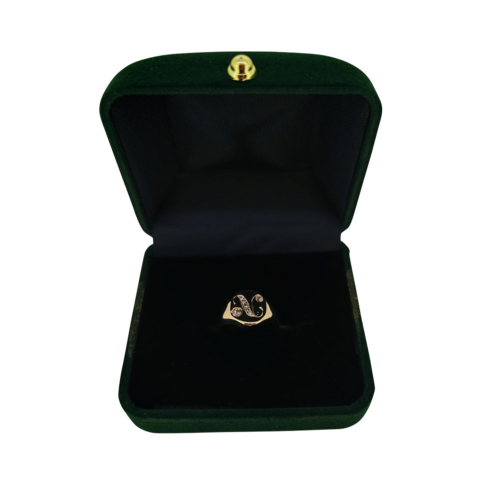 9ct Rose Gold Diamond Signet Ring – Personalised Initial Design