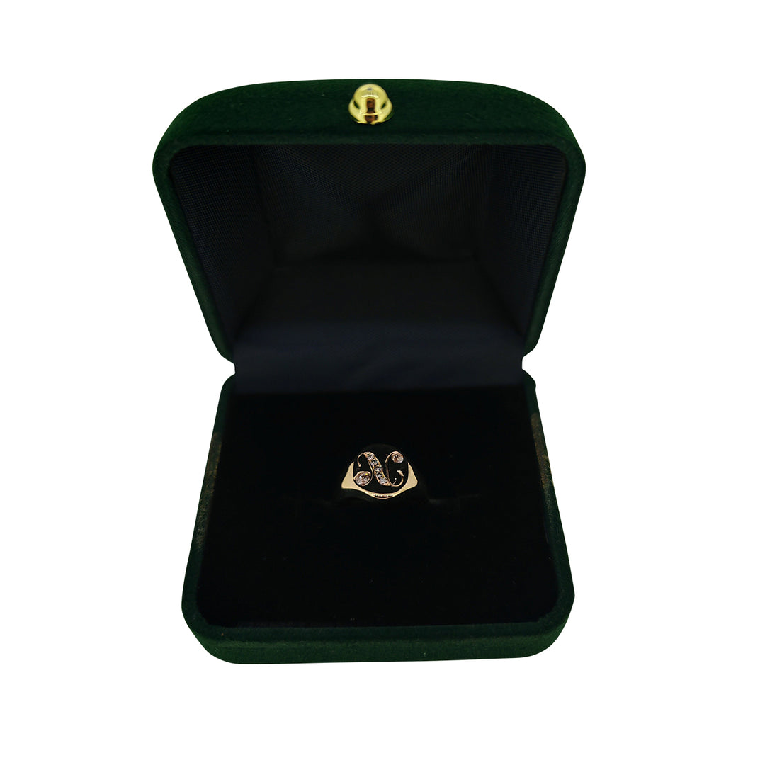 9ct Rose Gold Diamond Signet Ring – Personalised Initial Design