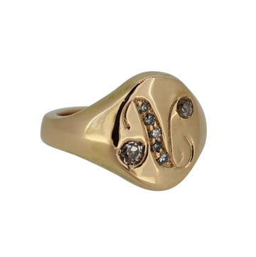 9ct Rose Gold Diamond Signet Ring – Personalised Initial Design