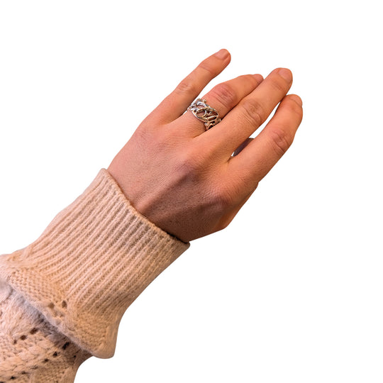 Floral Twisted Akoya Pearl Ring – Sterling Silver