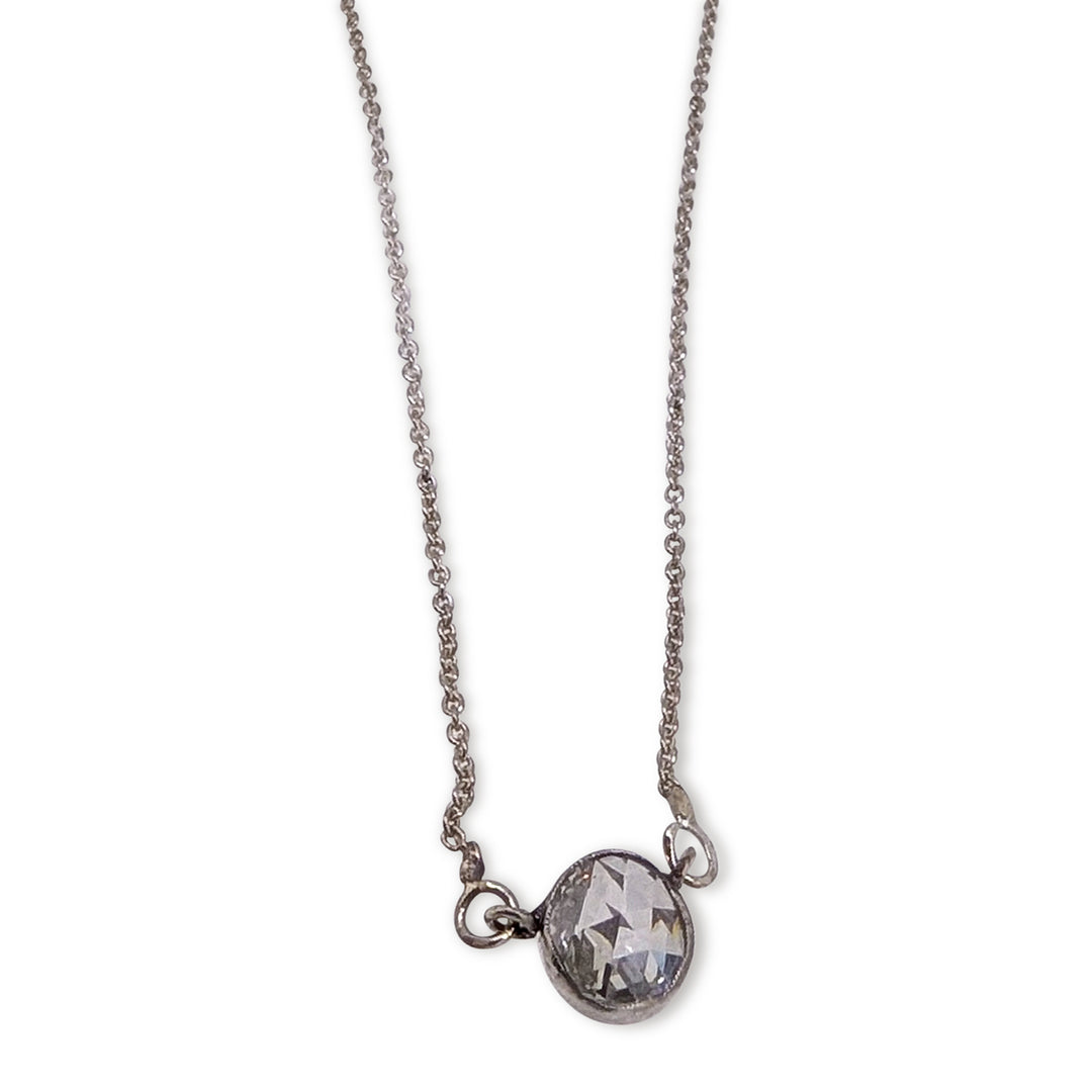 9ct White Gold Dutch Rose Cut Diamond Necklace – Handcrafted Artisan Design