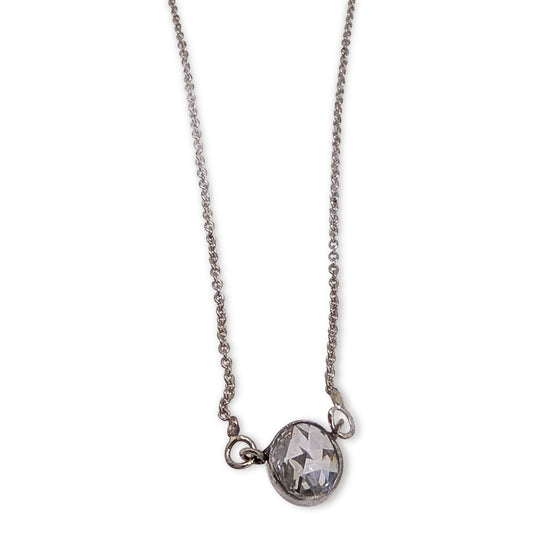 9ct White Gold Dutch Rose Cut Diamond Necklace – Handcrafted Artisan Design