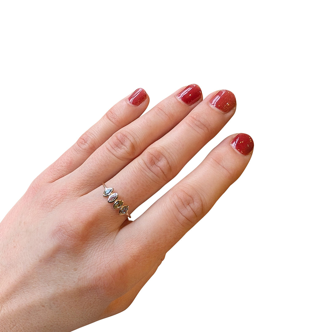Bespoke 14ct Gold Multi-Stone Ring – Marquise Cut Gemstones