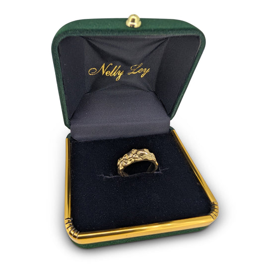 9ct Yellow Gold Lily of the Valley Wedding Ring – Ladies Carved Band