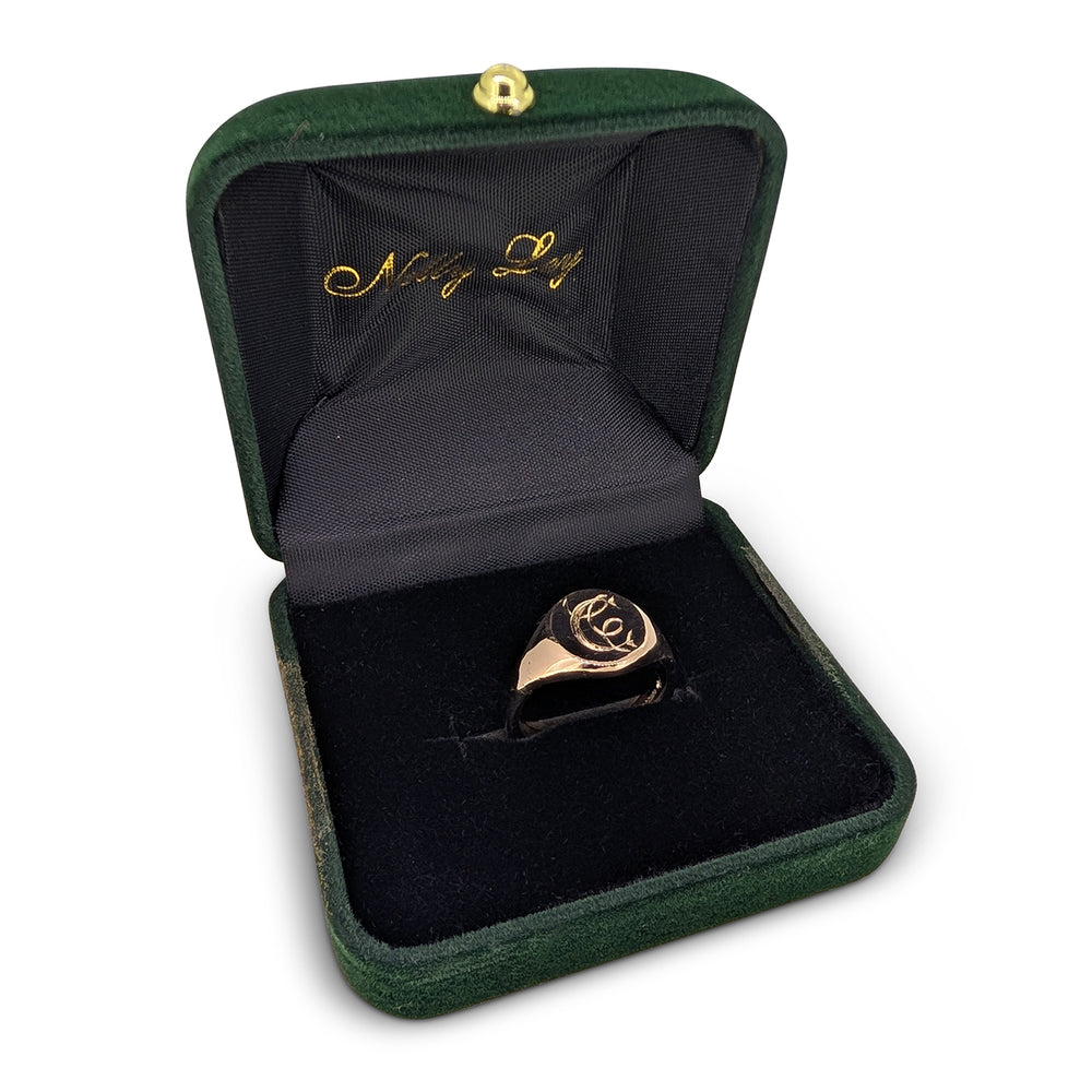 9ct Rose Gold Personalised Oval Signet Ring – Hand Engraved