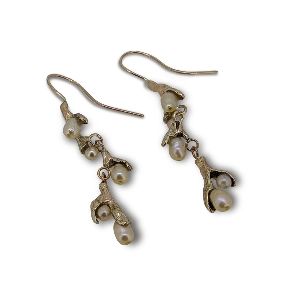 9ct Rose Gold Handcrafted Pussy Willow Earrings with Pearls – Luxury Artisan Design