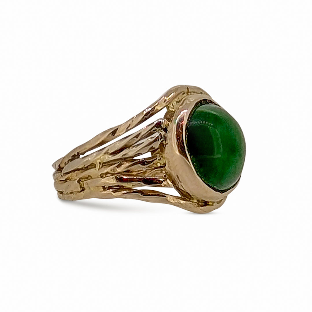 Bespoke 18ct Yellow Gold Jade Ring Statement Design
