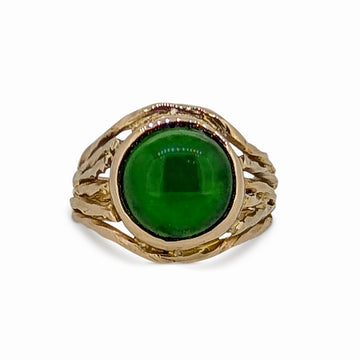 Bespoke 18ct Yellow Gold Jade Ring Statement Design