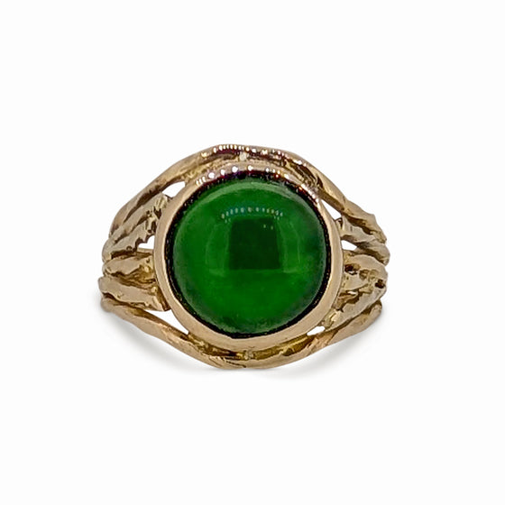 Bespoke 18ct Yellow Gold Jade Ring Statement Design