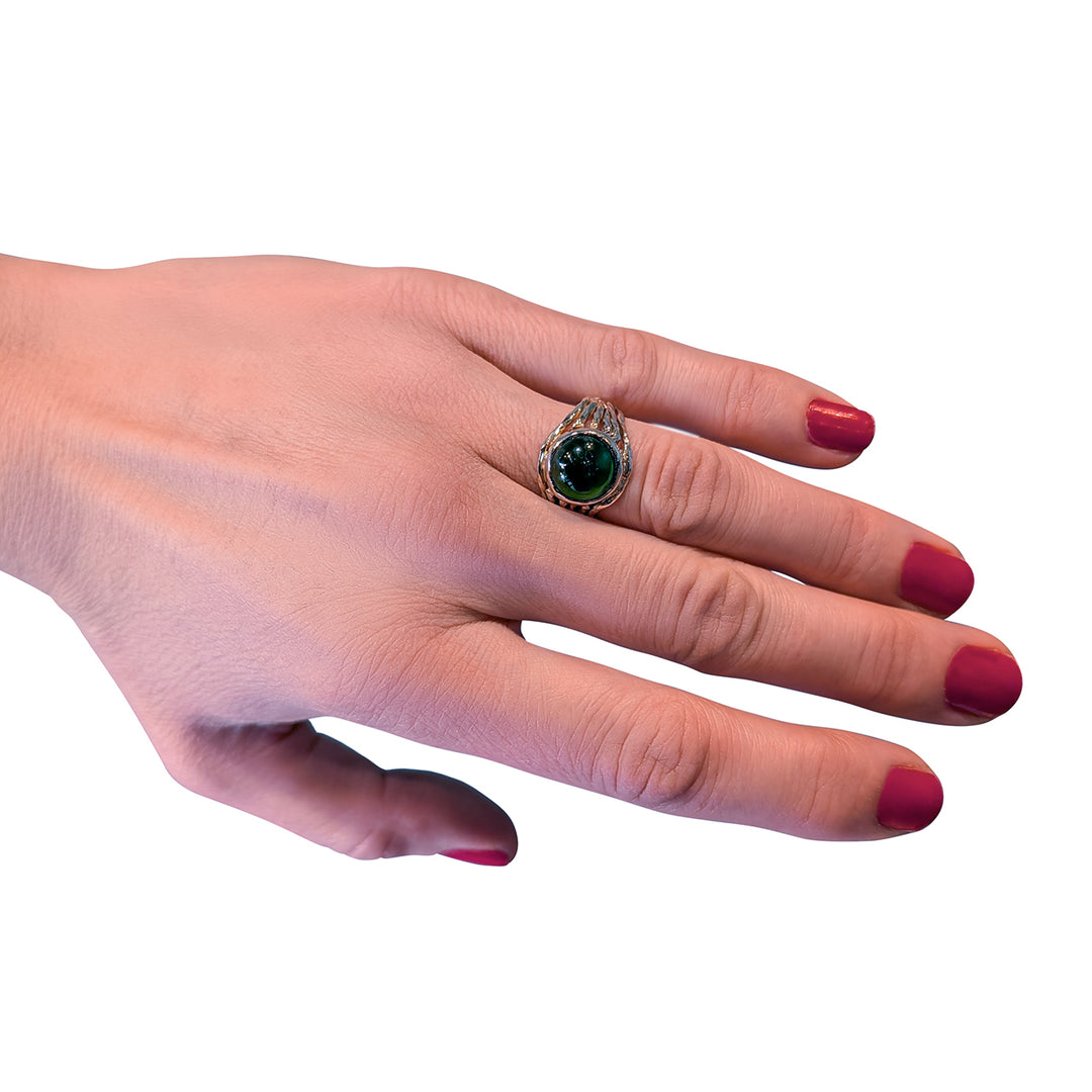 Bespoke 18ct Yellow Gold Jade Ring Statement Design