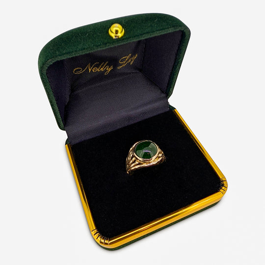 Bespoke 18ct Yellow Gold Jade Ring Statement Design
