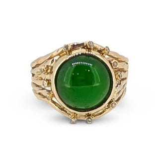 18ct Yellow Gold Jade & Diamond Ring – Galaxy Design Statement Ring