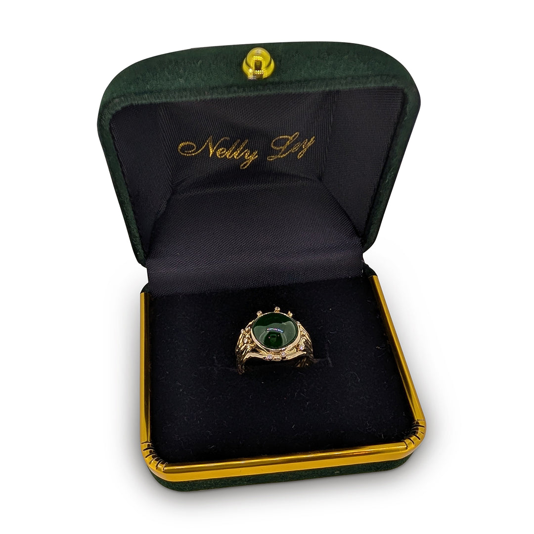 18ct Yellow Gold Jade & Diamond Ring – Galaxy Design Statement Ring