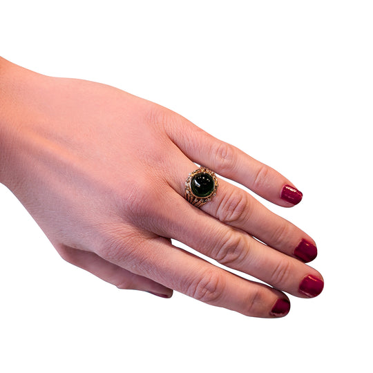 18ct Yellow Gold Jade & Diamond Ring – Galaxy Design Statement Ring