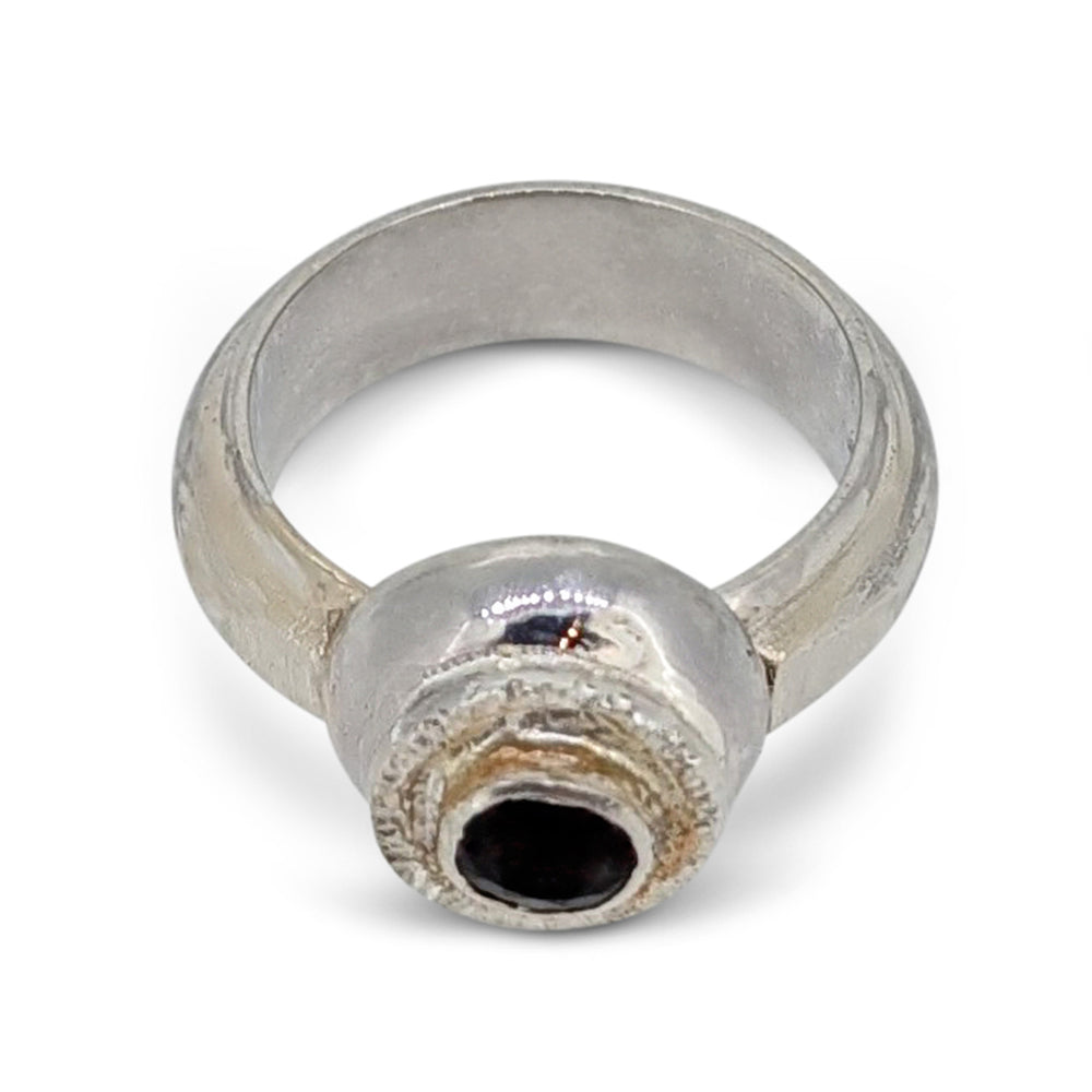 Sterling Silver Ashes Urn Ring – Birthstone Set Memorial Ring with Engraving