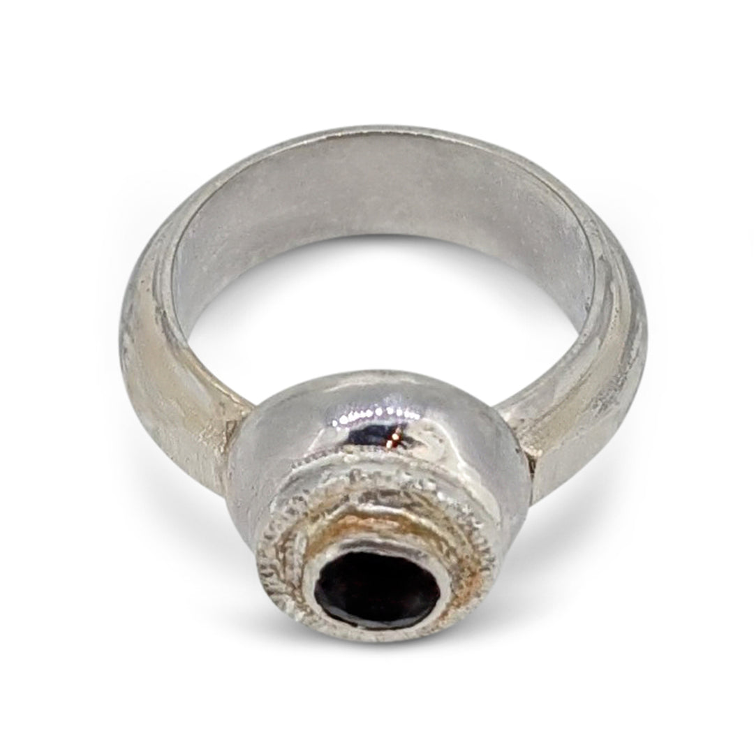 Sterling Silver Ashes Urn Ring – Birthstone Set Memorial Ring with Engraving