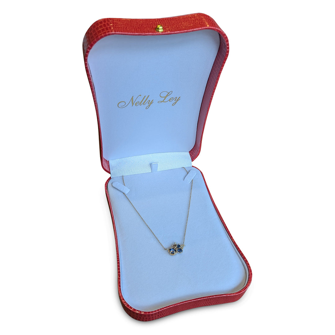 9ct Yellow Gold Sapphire & Diamond Necklace – Handcrafted Artisan Design