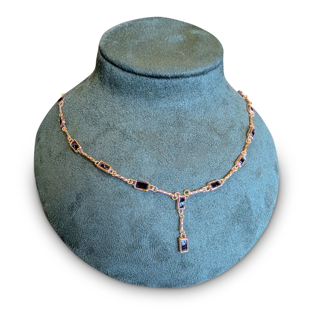 9ct Yellow Gold Twisted Onyx Necklace – Handcrafted Artisan Design