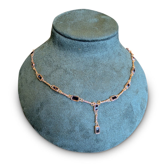 9ct Yellow Gold Twisted Onyx Necklace – Handcrafted Artisan Design
