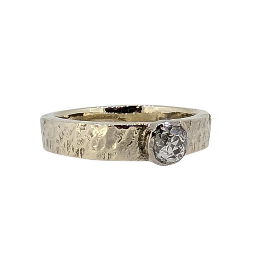 9ct White Gold Old Cut Diamond Ring – Handcrafted Contemporary Design