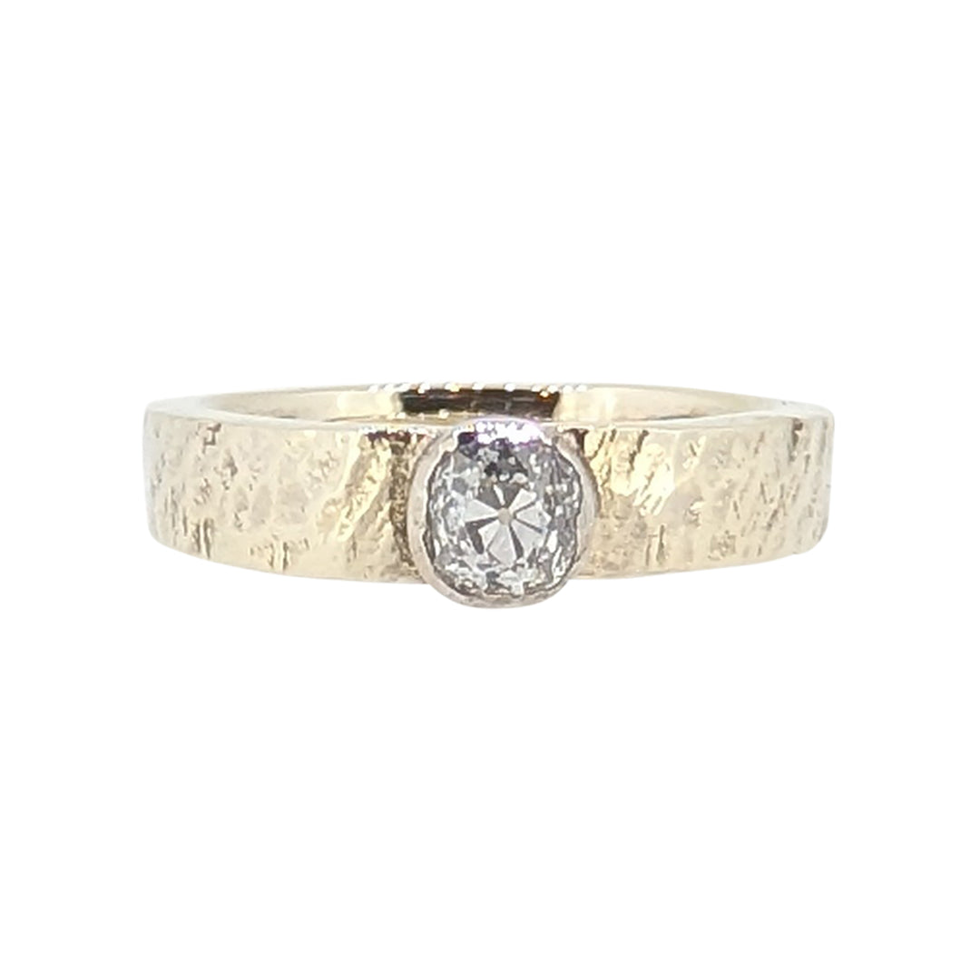 9ct White Gold Old Cut Diamond Ring – Handcrafted Contemporary Design
