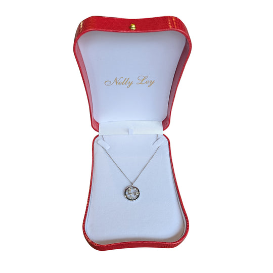 18ct White Gold Old Cut Diamond Circle Pendant – Handcrafted Artisan Design