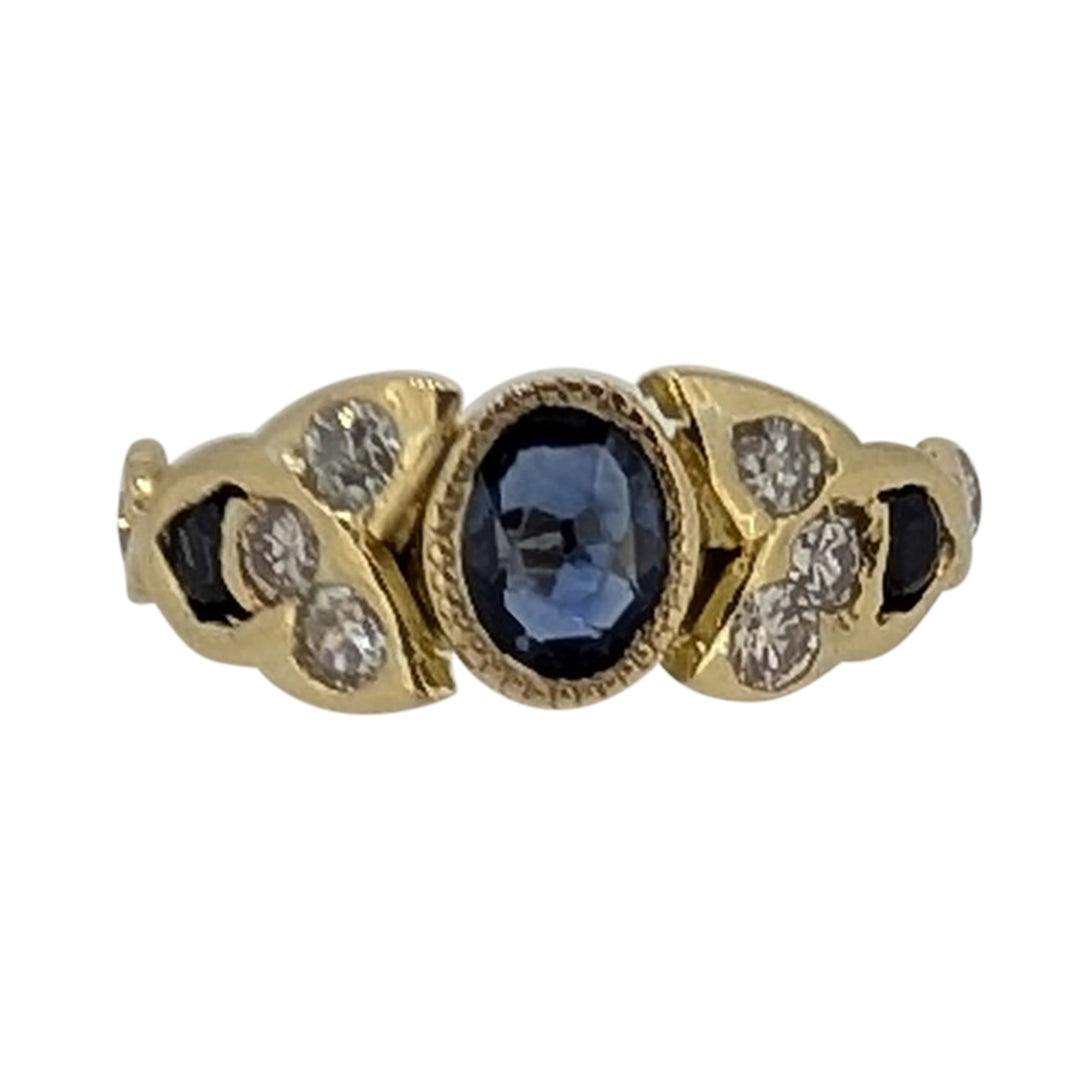 18ct Yellow Gold Sri Lankan Sapphire & Diamond Ring – Celtic Artisan Design