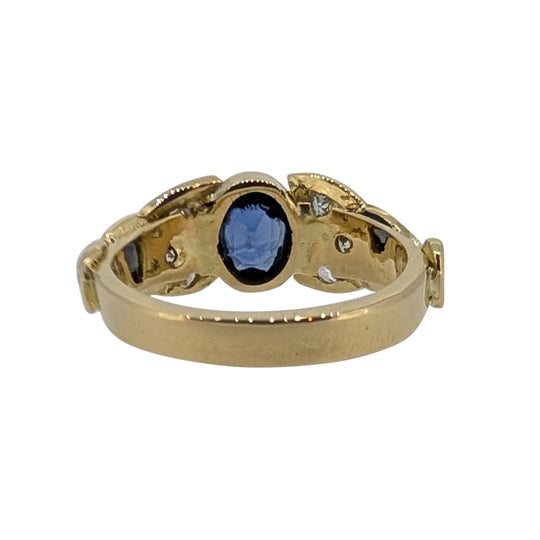 18ct Yellow Gold Sri Lankan Sapphire & Diamond Ring – Celtic Artisan Design