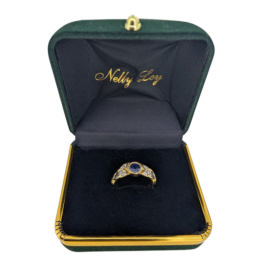 18ct Yellow Gold Sri Lankan Sapphire & Diamond Ring – Celtic Artisan Design