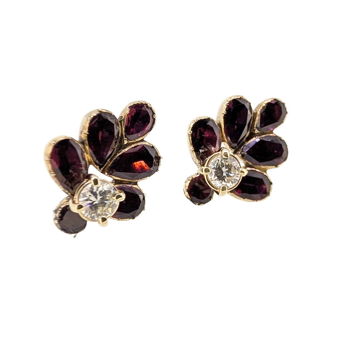 9ct Gold Diamond Stud Earrings – Bespoke Rhine Antique-Style Glass