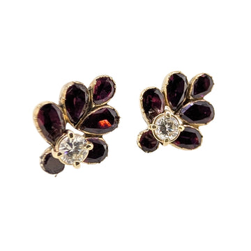 9ct Gold Diamond Stud Earrings – Bespoke Rhine Antique-Style Glass