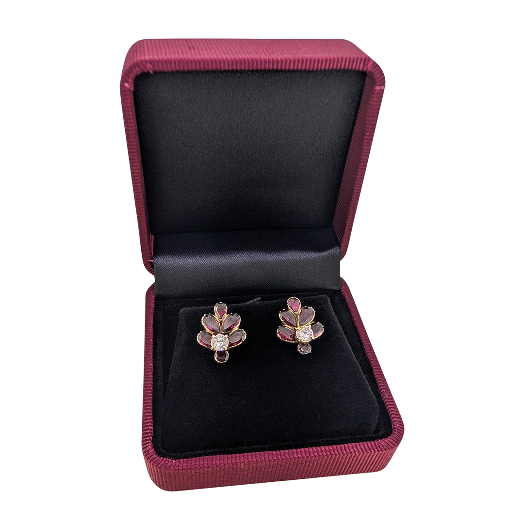 9ct Gold Diamond Stud Earrings – Bespoke Rhine Antique-Style Glass
