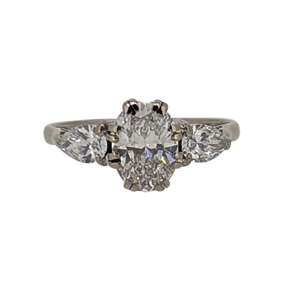 18ct White Gold 2ct Diamond Ring – Oval Natural Diamond Three-Stone Ring