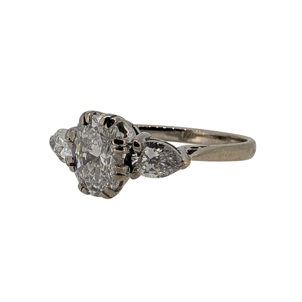 18ct White Gold 2ct Diamond Ring – Oval Natural Diamond Three-Stone Ring