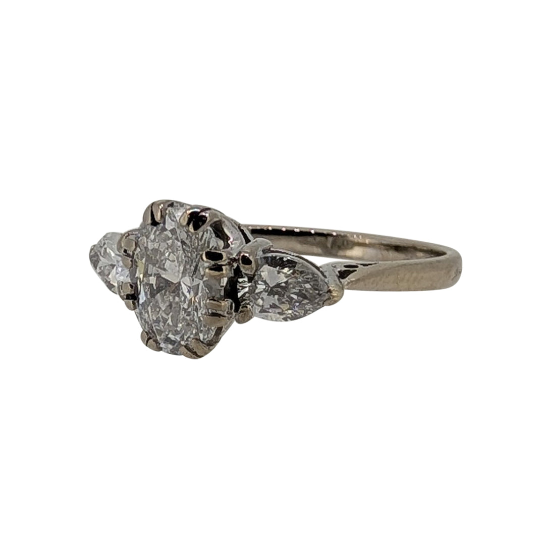 18ct White Gold 2ct Diamond Ring – Oval Natural Diamond Three-Stone Ring