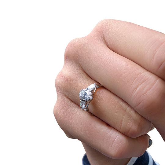 18ct White Gold 2ct Diamond Ring – Oval Natural Diamond Three-Stone Ring