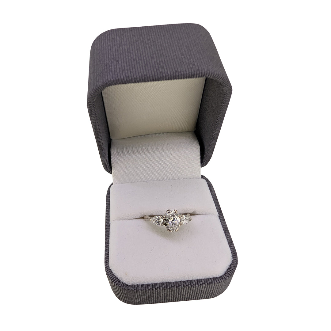 18ct White Gold 2ct Diamond Ring – Oval Natural Diamond Three-Stone Ring