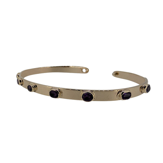 9ct Gold Amethyst Bangle – Handmade Bangle with Amethysts