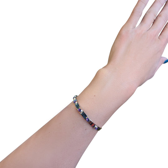 9ct Gold Amethyst Bangle – Handmade Bangle with Amethysts
