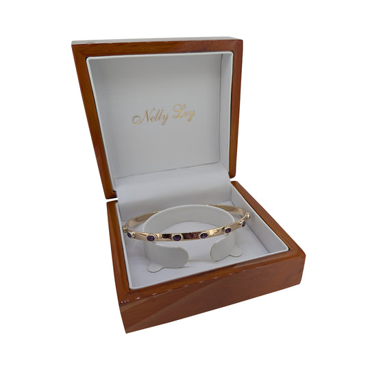 9ct Gold Amethyst Bangle – Handmade Bangle with Amethysts
