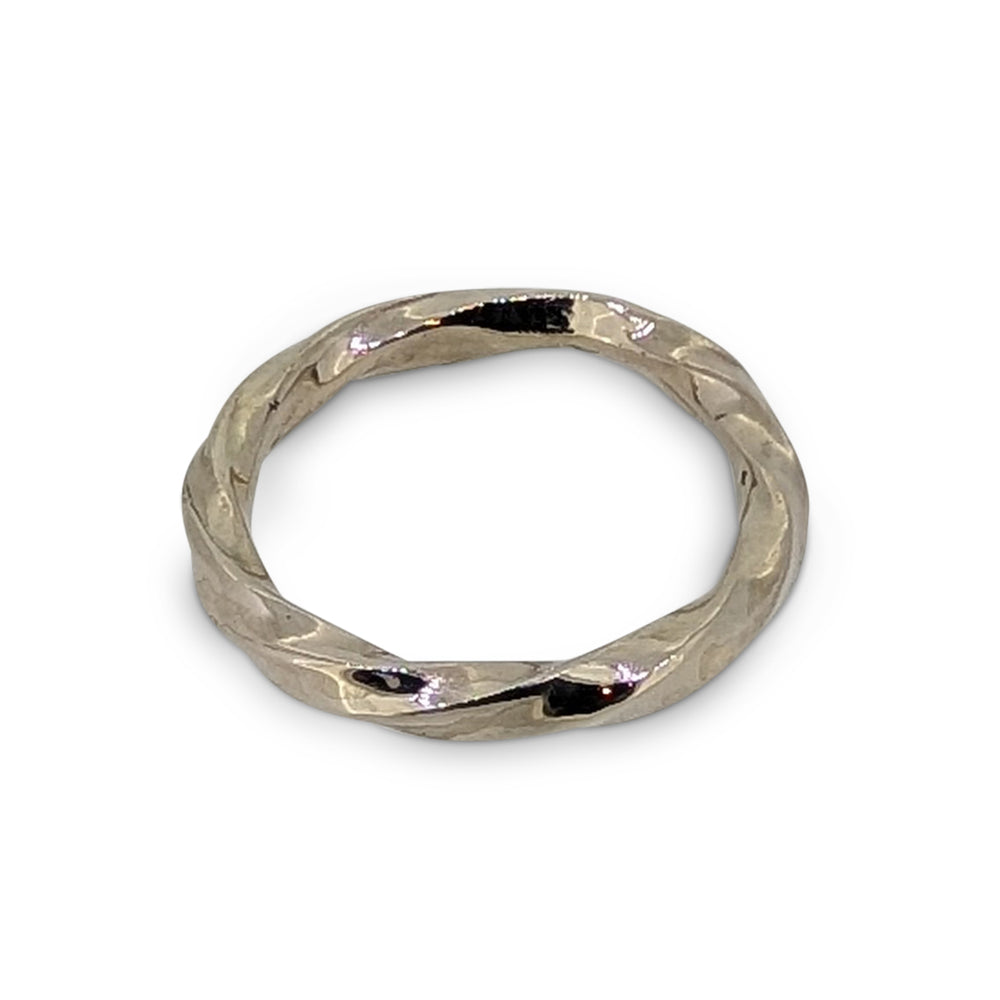 9ct White Gold Twisted Wire Wedding Ring – Elegant Timeless Design