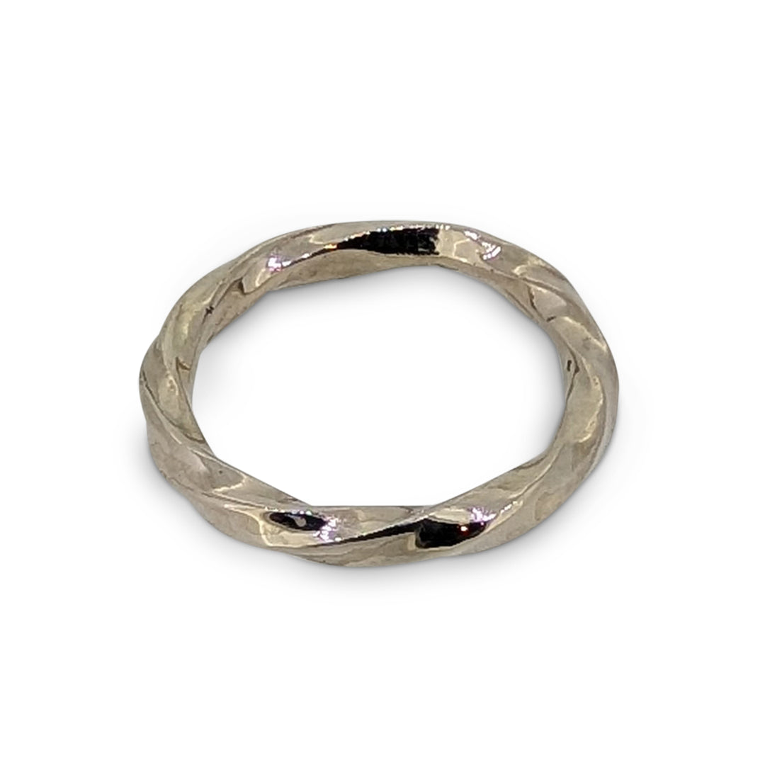 9ct White Gold Twisted Wire Wedding Ring – Elegant Timeless Design