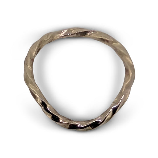 9ct White Gold Twisted Wedding Ring – Curved Band to Fit Engagement Ring